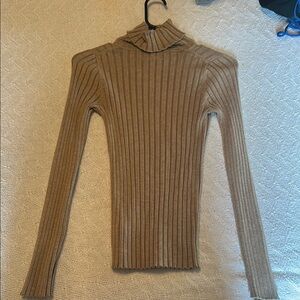 George Tan Ribbed Cowl Neck Sweater